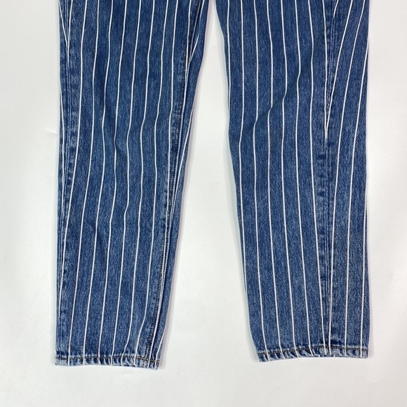 American Eagle Mom Jean Skinny Blue White Pinstripe Size 0 Regular - Picture 4 of 14
